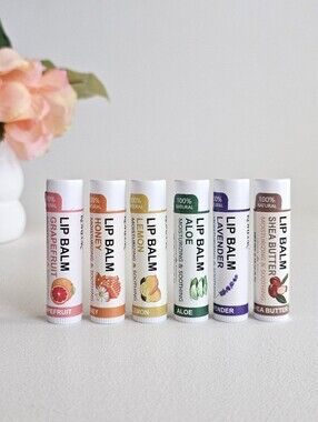 100% Natural Lip Balm Bundle Honey Lavender Grapefruit Lemon Shea Butter Aloe